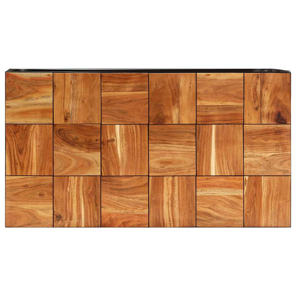 The coffee table surface seen from directly above showing the tiled wood pattern