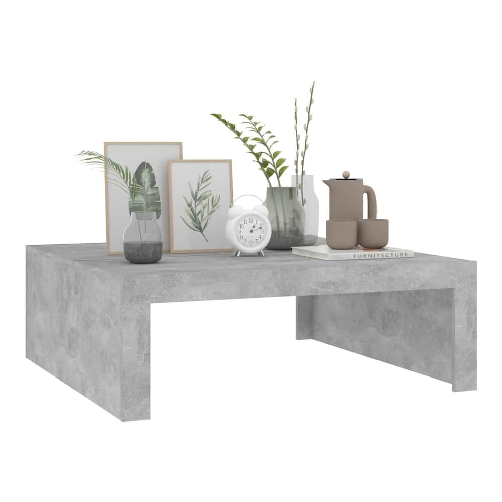 The coffee table with decorative items on top