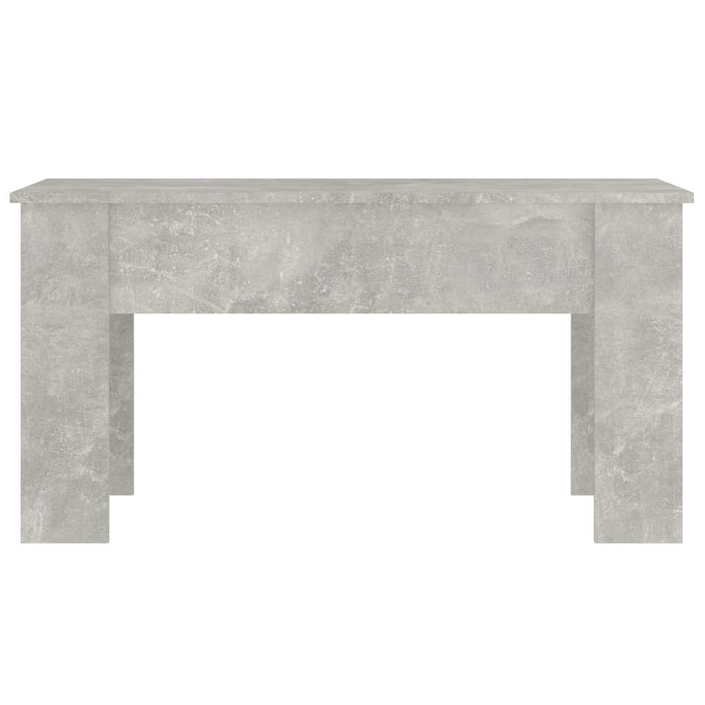 The coffee table viewed from the front with its top lowered