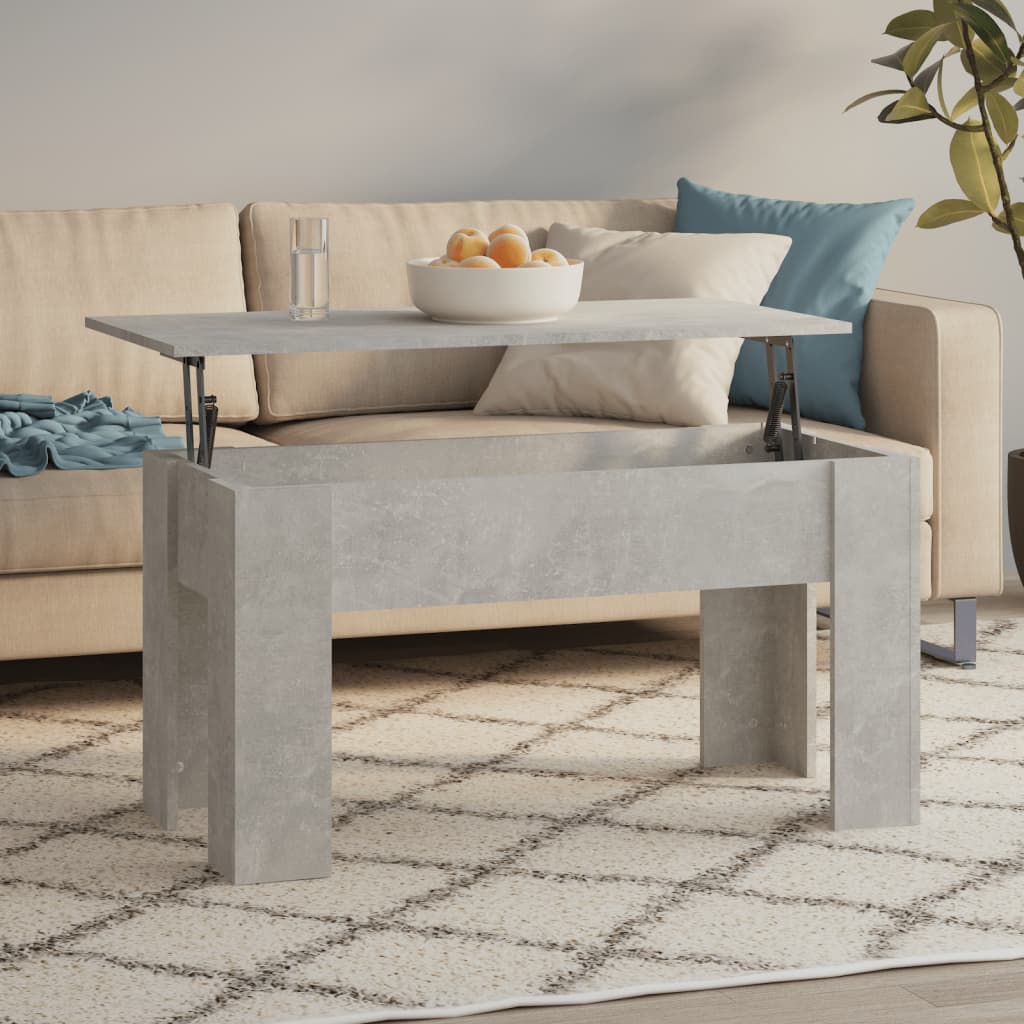 vidaXL Coffee Table Concrete Grey Engineered Wood with lift-up top