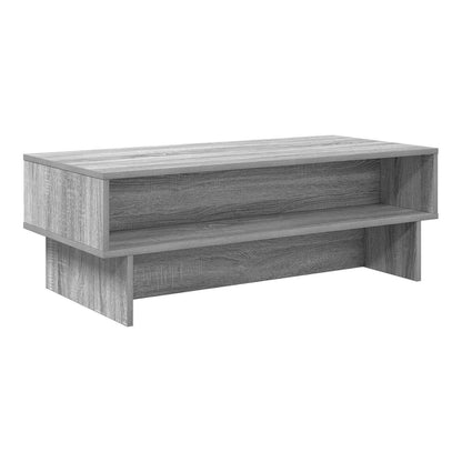 Grey Sonoma engineered wood coffee table with a shelf, shown from the front