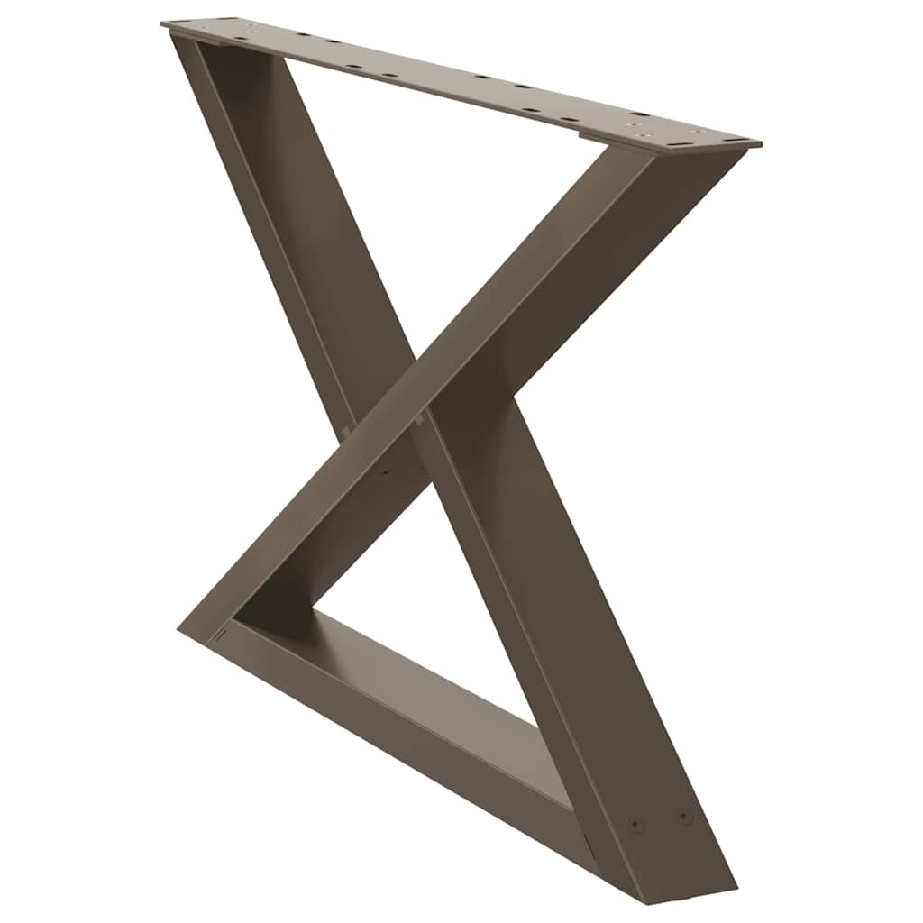 A single X-shaped table leg, shown from the side with mounting holes at the top