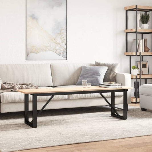vidaXL Coffee Table Legs O-Frame Steel in a living room setting with a wooden top