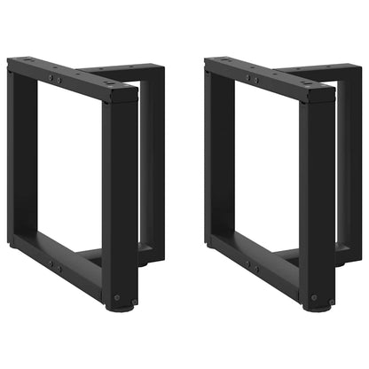 vidaXL Coffee Table Legs T-Shaped 2 pcs Black Steel, two T-shaped legs shown from the front