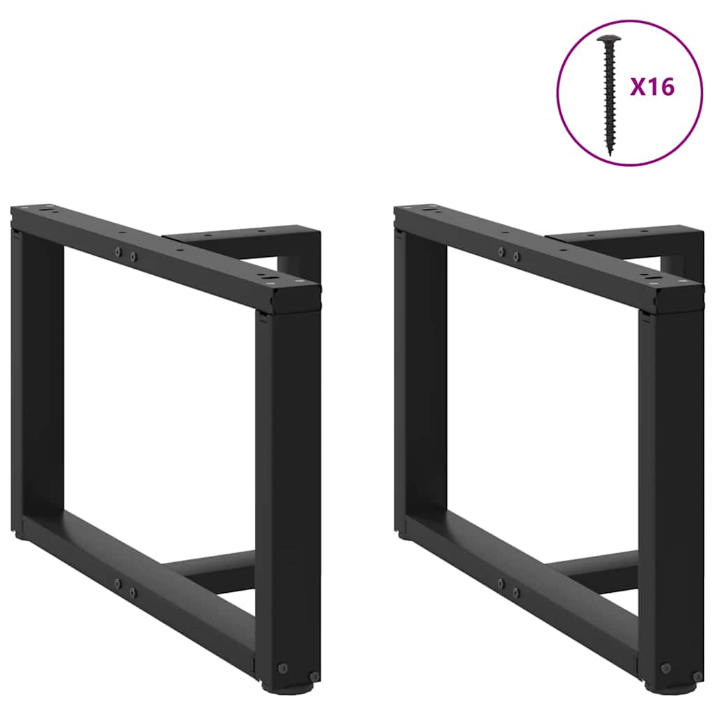 Two black T-shaped table legs with screws included