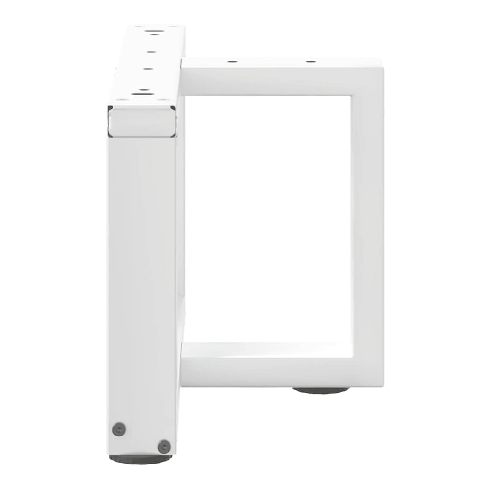 The table legs viewed from the side to highlight the rectangular frame structure