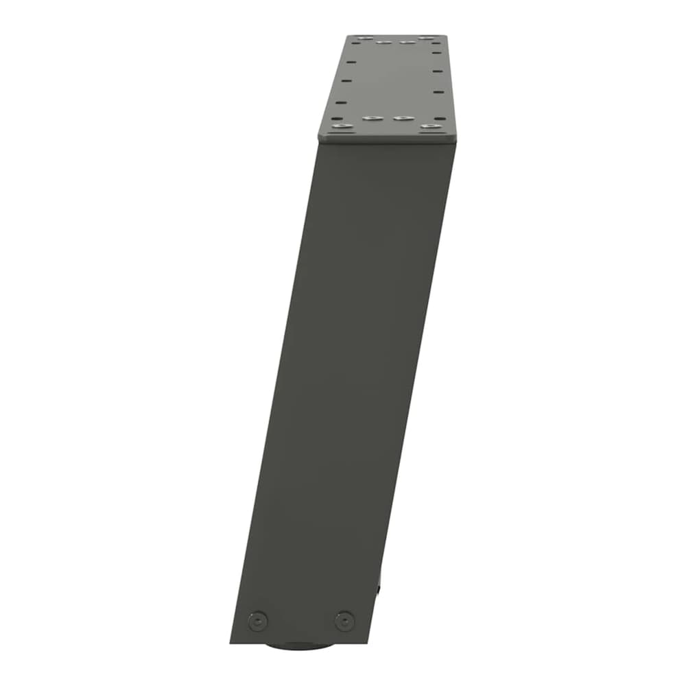 A close-up of the anthracite U-shaped table legs from the side