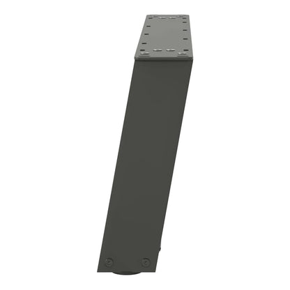 A close-up of the anthracite U-shaped table legs from the side