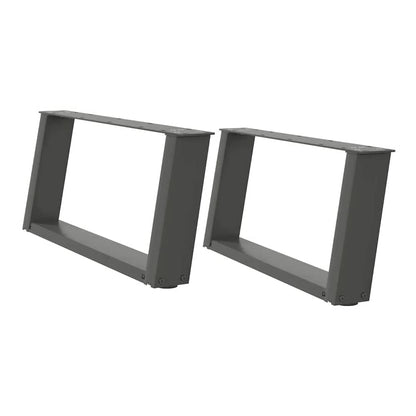 Two anthracite U-shaped table legs shown from a three-quarter angle