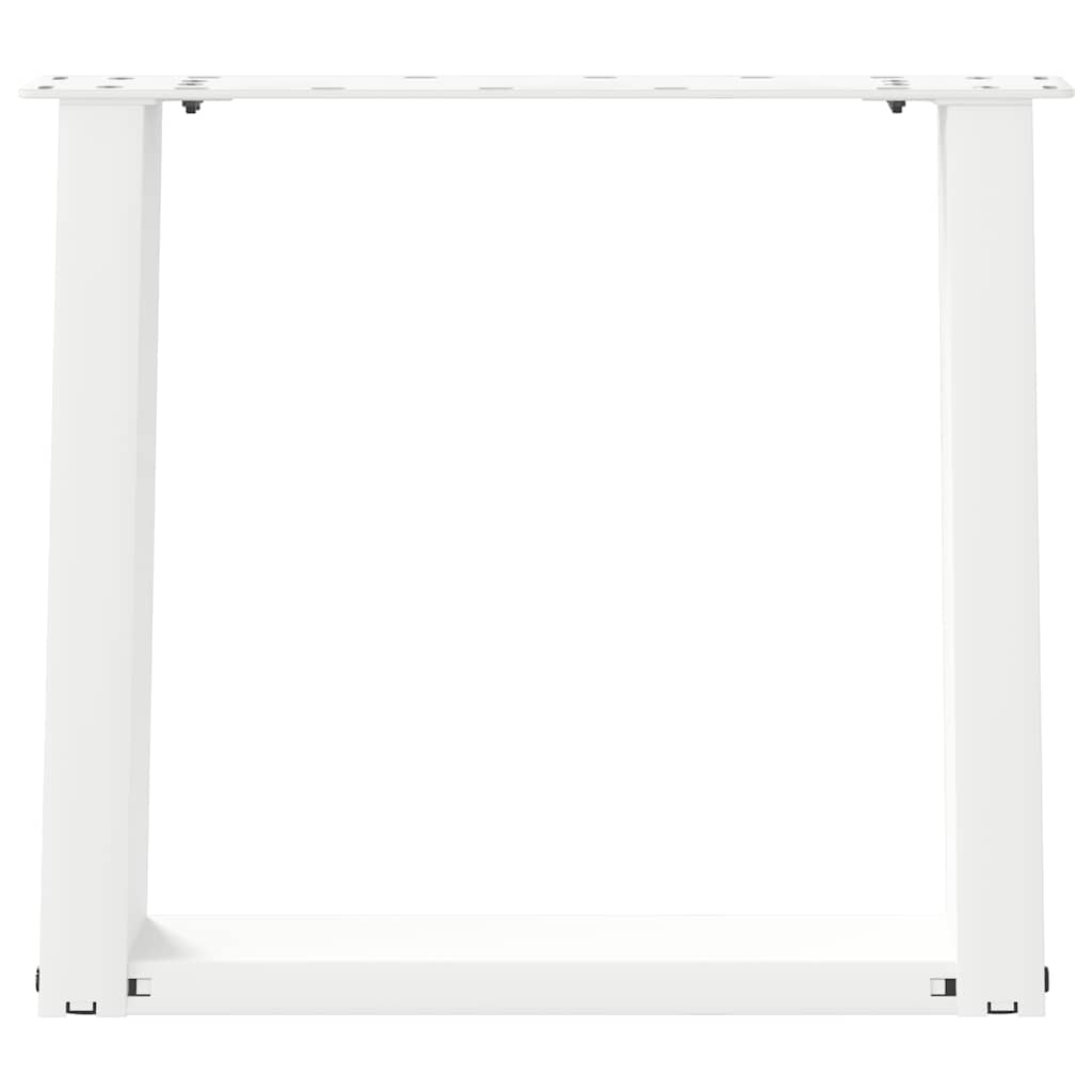 The white table legs viewed directly from the front showing the flat base and top plate