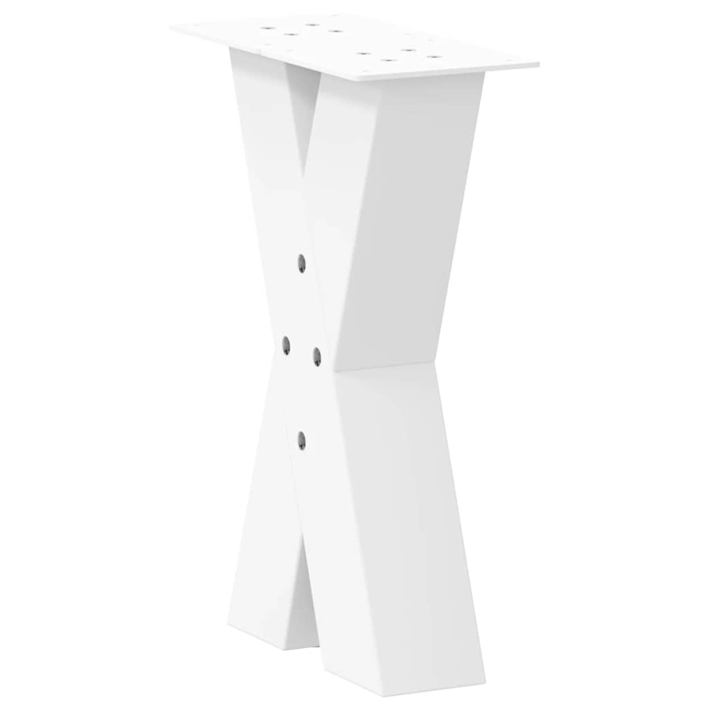 A single white X-shaped table leg shown from the front