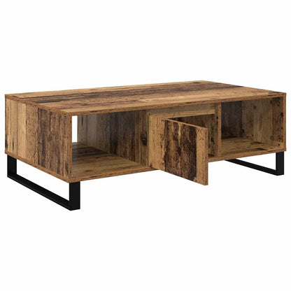 the coffee table with its central storage compartment door open to reveal the interior
