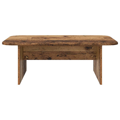 The coffee table viewed from the front, showcasing its wooden texture