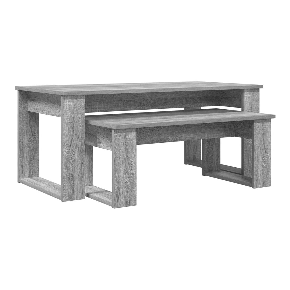 Two grey coffee tables, one nested inside the other, shown from the front