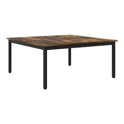 Square coffee table with a smoke oak effect top and black metal legs