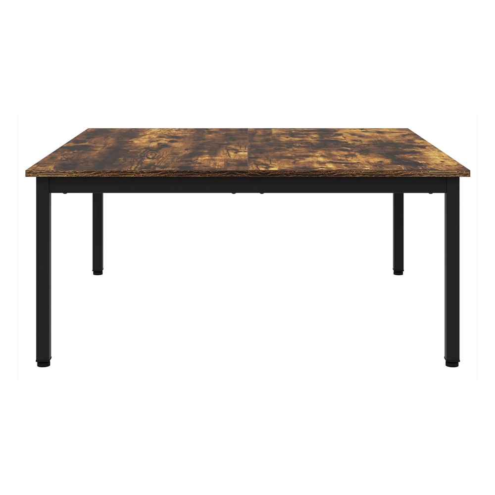 Rectangular coffee table with smoke oak effect top and black metal legs