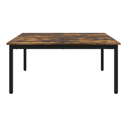 The square coffee table from a straight front angle showing the smoke oak effect top
