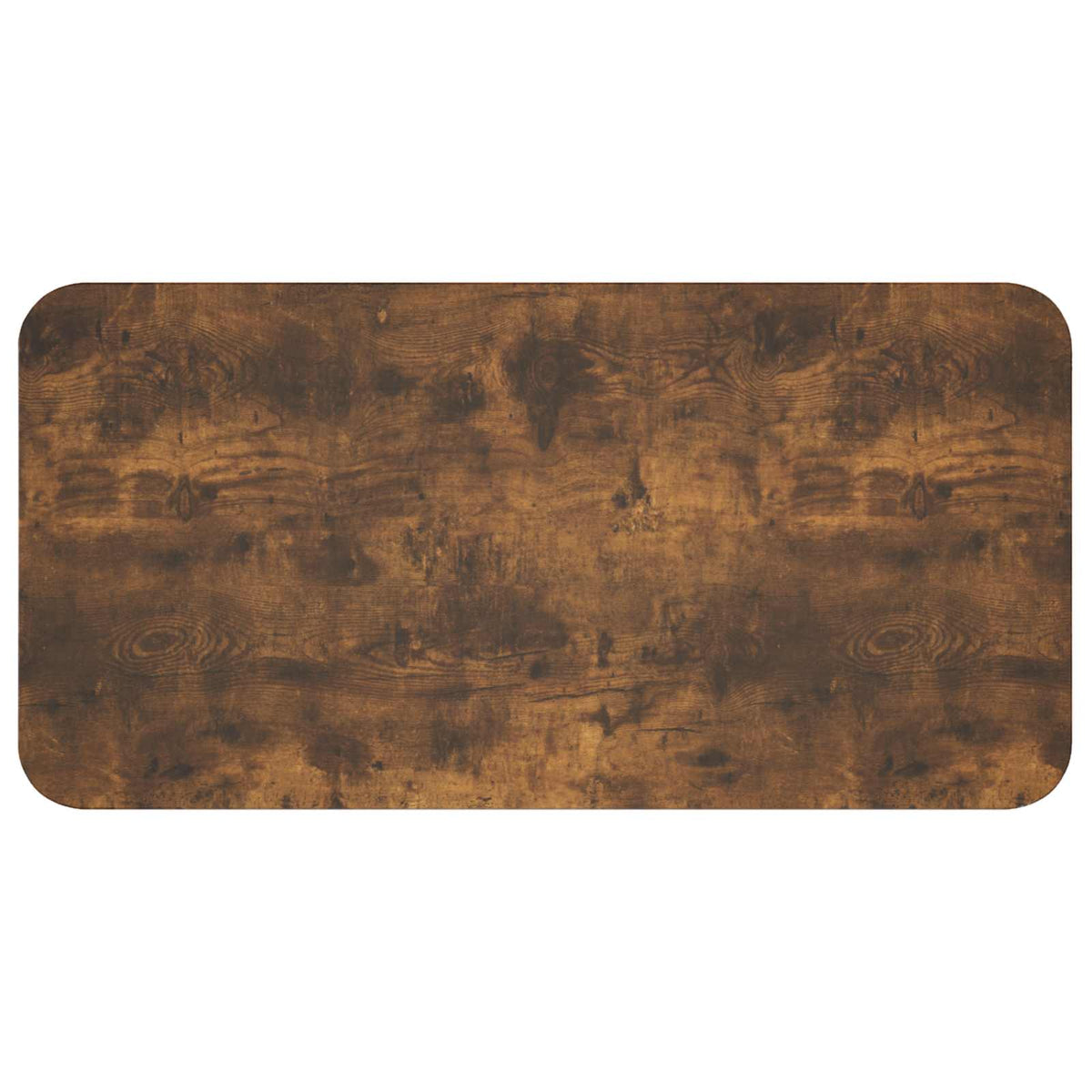 Close up of the smoked oak engineered wood tabletop surface with a wood grain pattern