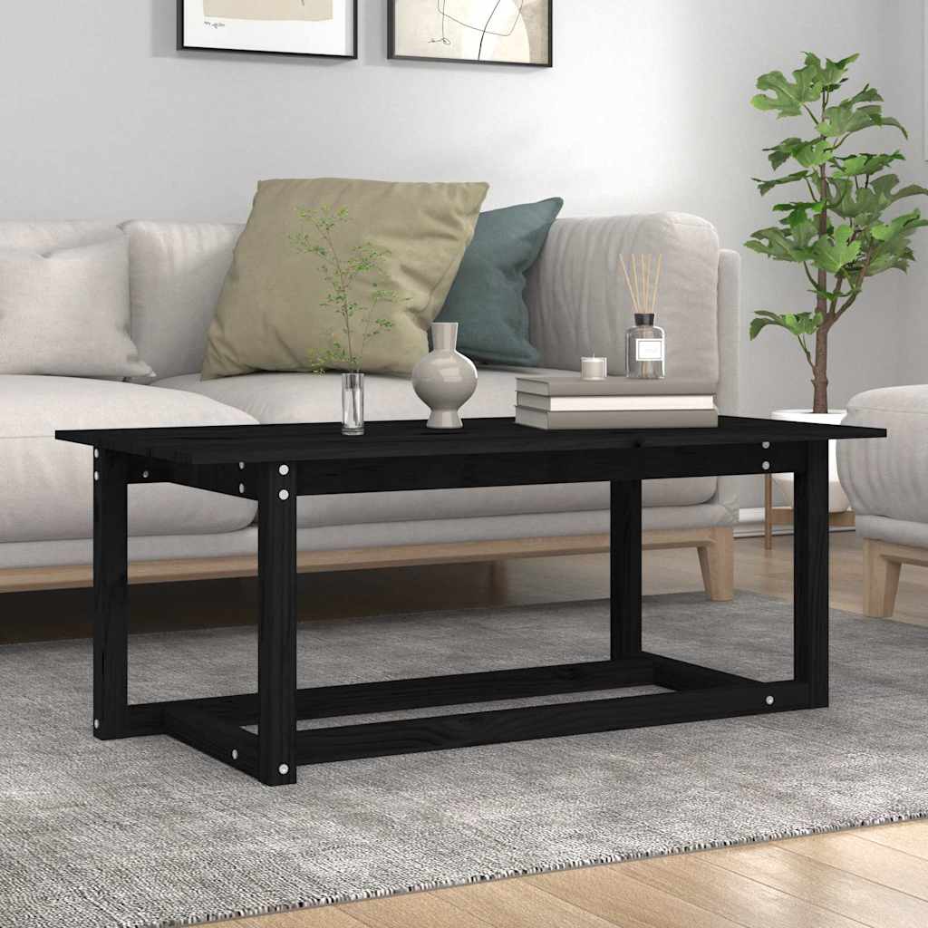 Coffee Table Solid Wood Pine Black