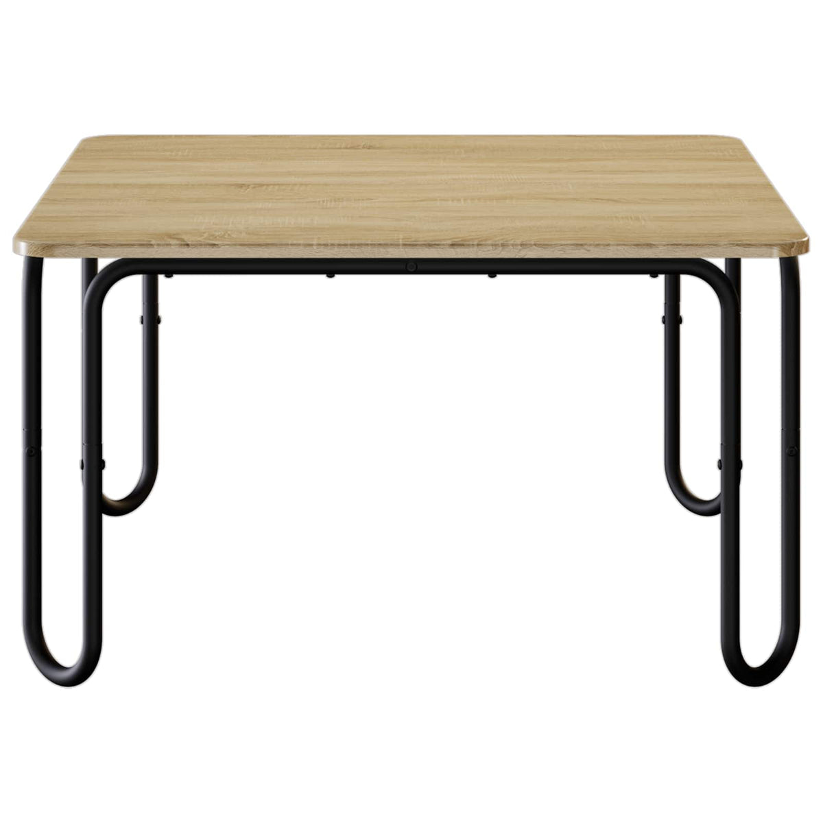The coffee table from a slightly elevated back angle showing the top and legs