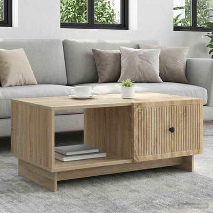 vidaXL Coffee Table Sonoma Oak Engineered Wood in a living room setting on a rug