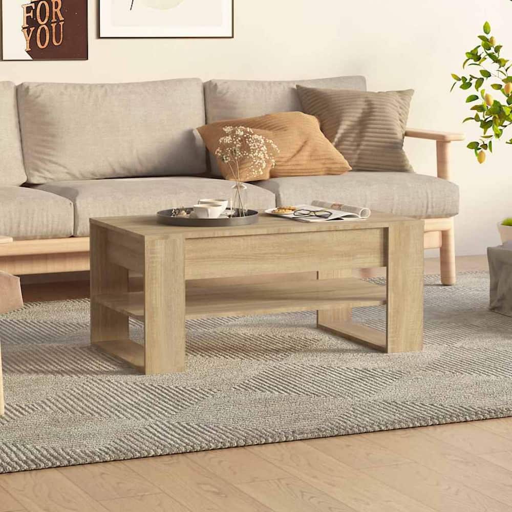 vidaXL Coffee Table Sonoma Oak Engineered Wood in a living room setting