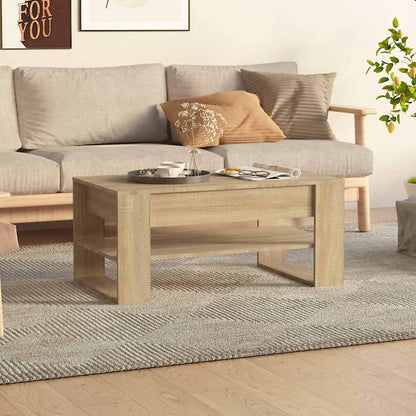 vidaXL Coffee Table Sonoma Oak Engineered Wood in a living room setting