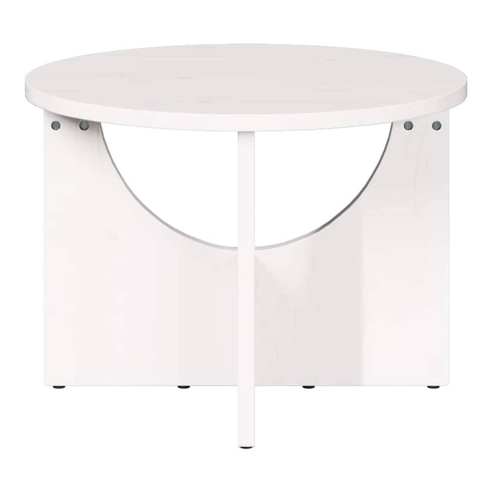 White coffee table showing its structure and legs from a low angle