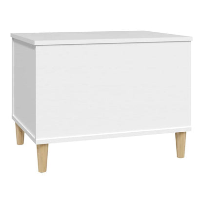 The back of the white coffee table with four wooden legs