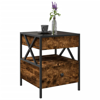 A close-up of the coffee table showing its wood grain texture