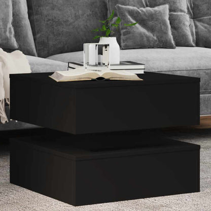 vidaXL Coffee Table with LED Lights Black, a modern black coffee table with a floating effect