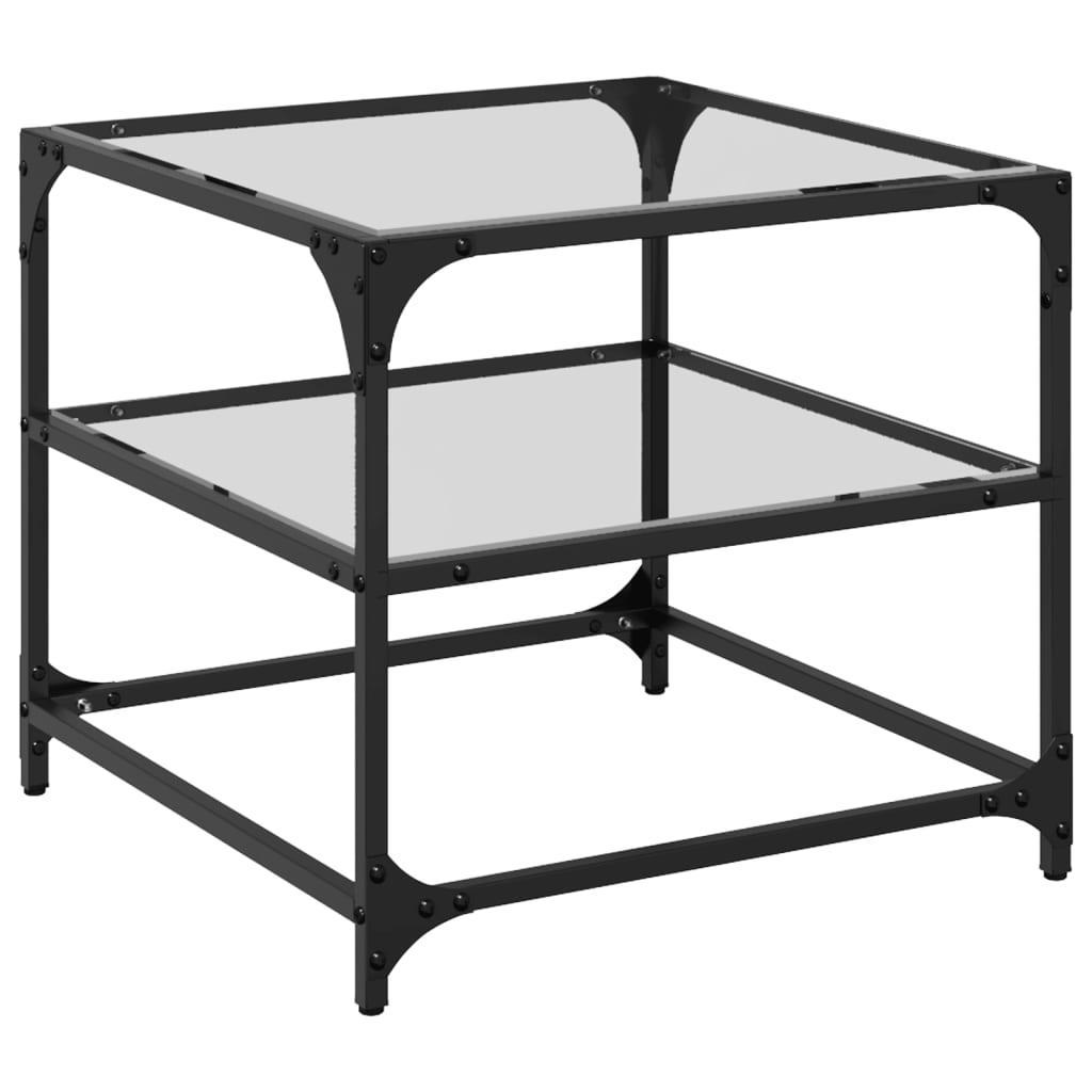 A single vidaXL coffee table with transparent glass top and steel frame