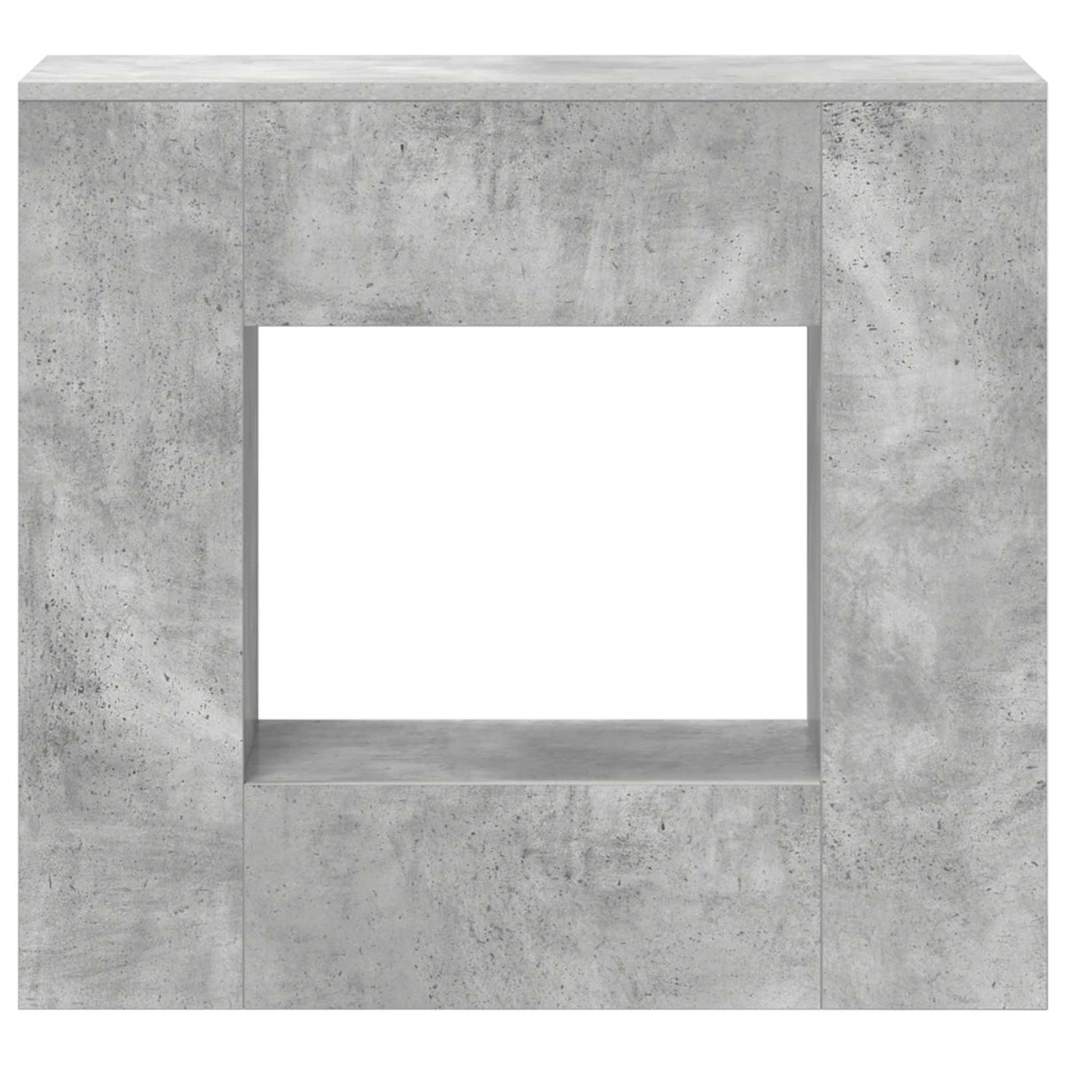 Concrete grey console table with a large rectangular open space