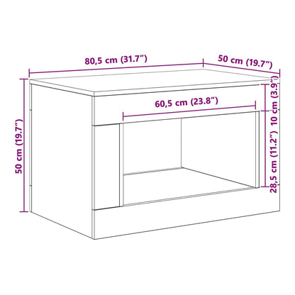 Diagram of the concrete grey coffee table showing its dimensions