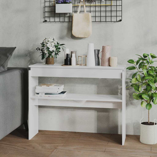 Console Table 102x30x80 cm Engineered Wood High gloss white 102 cm