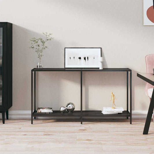 Console Table 140x35x75,5 cm Tempered Glass Black 140 cm