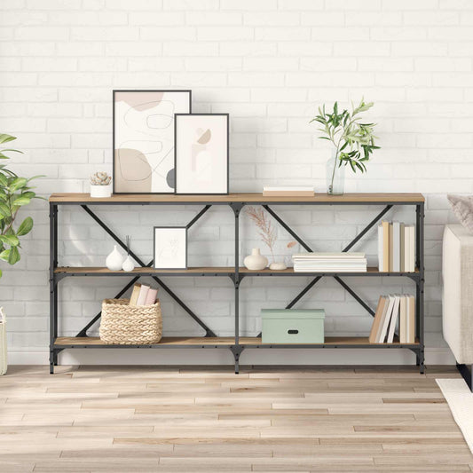 Console Table 160x30x75 cm Engineered Wood and Iron Length 160 cm Artisan oak