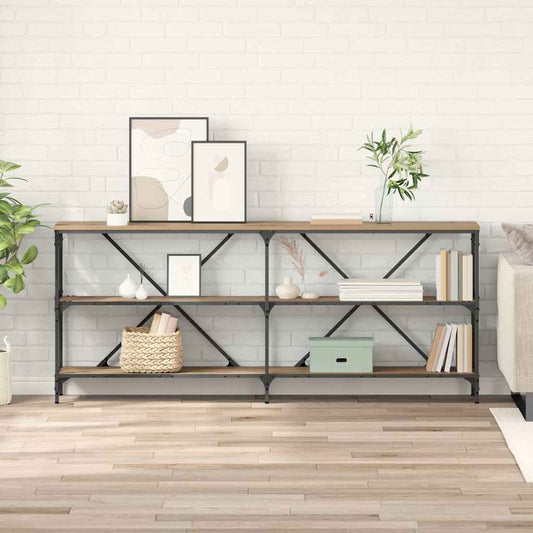 Console Table 180x30x75 cm Engineered Wood and Iron Length 180 cm Artisan oak