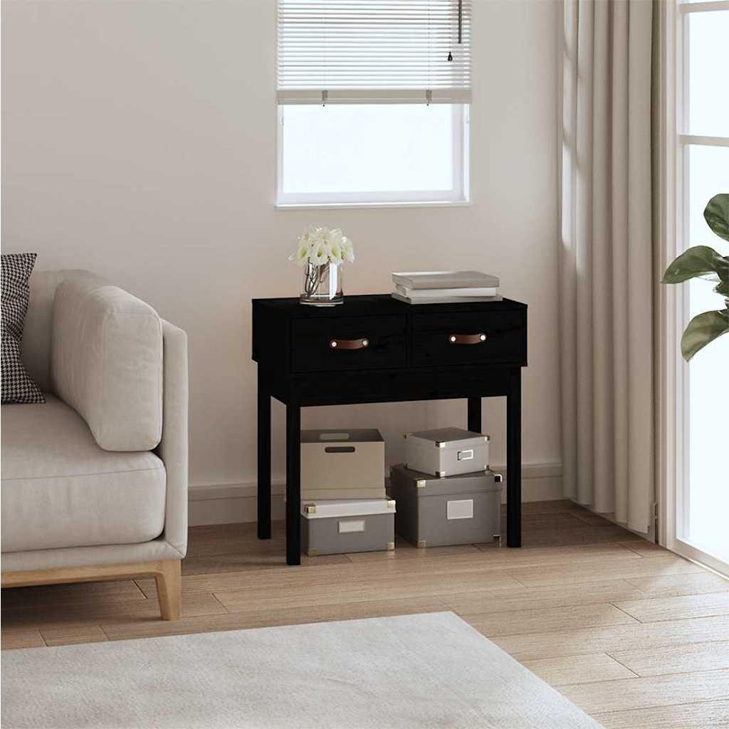 Console Table 76,5x40x75 cm Solid Wood Pine Black