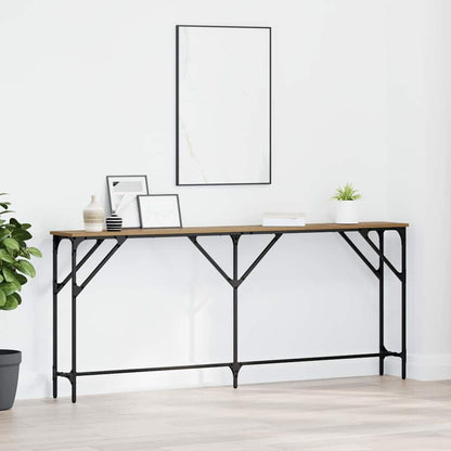 vidaXL Console Table Artisan oak, a long narrow table with a wooden top and black metal legs