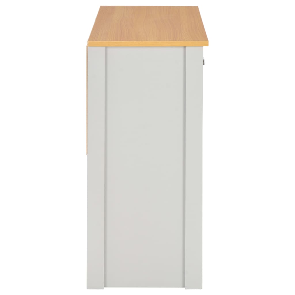 Side view of the grey console table showing its depth