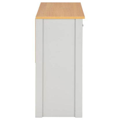 Side view of the grey console table showing its depth