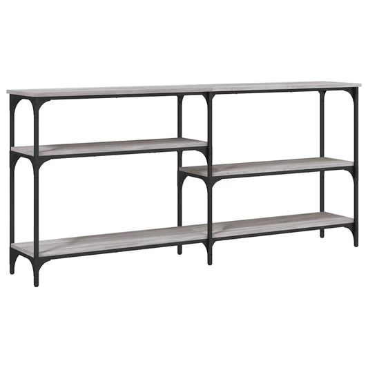 The grey console table with a grey sonoma wood effect finish and black metal legs
