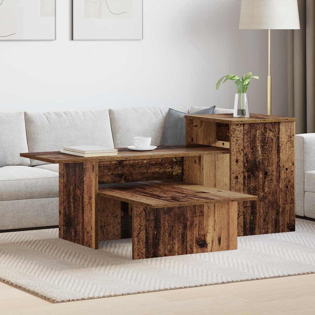 vidaXL Console Table Old Wood Engineered Wood placed in a modern living room next to a sofa