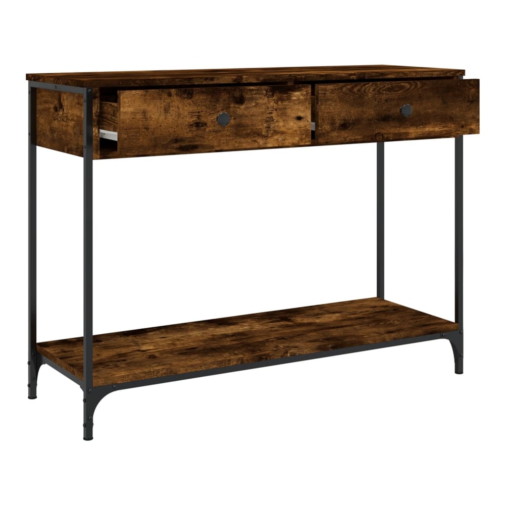 This console table has two drawers, one of which is open