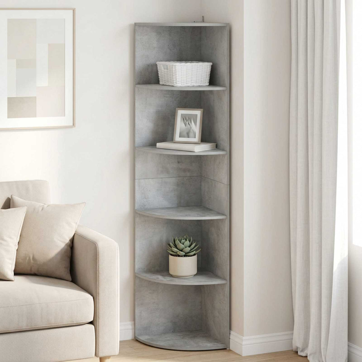 vidaXL Corner Shelf 5-Tier 41.5 x 41.5 x 178 cm Engineered Wood 1