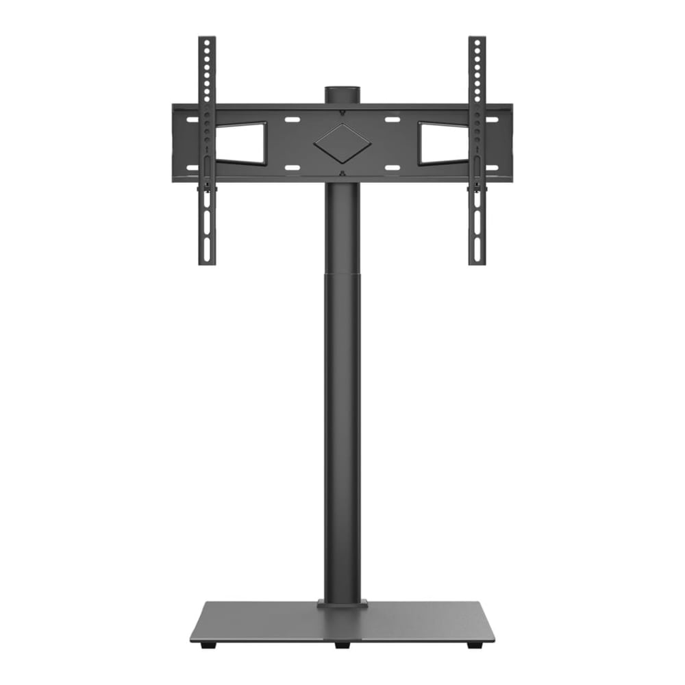 Freestanding TV stand with a central pole and mounting arms for a television