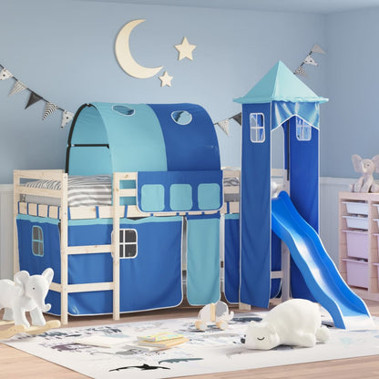 Curtains for Loft Bed with Tunnel and Tower Blue