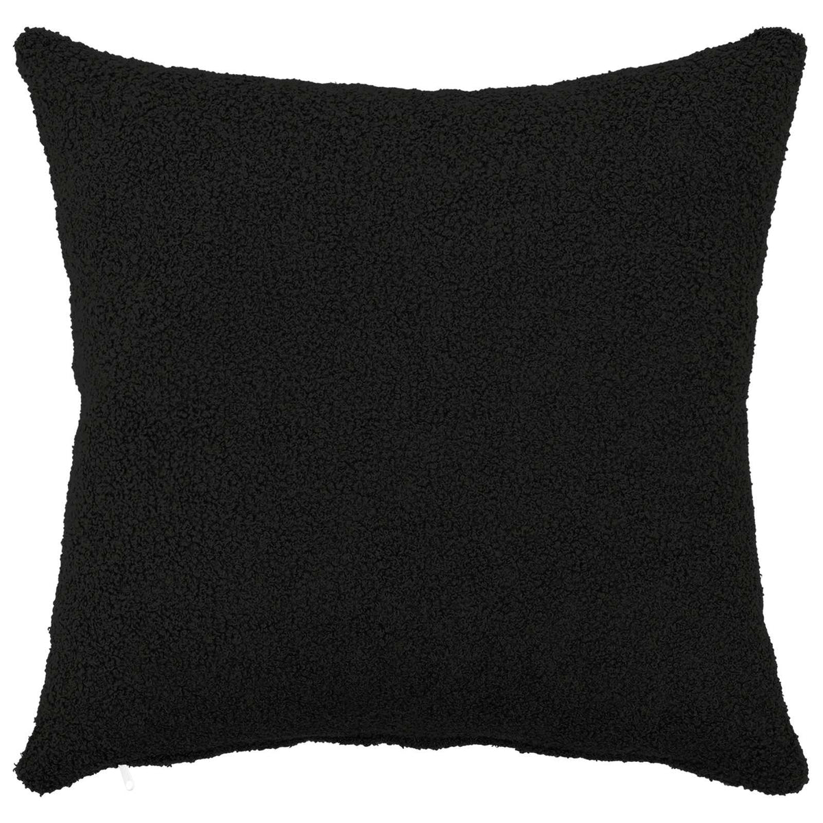 A single black bouclé cushion cover shown flat, front view