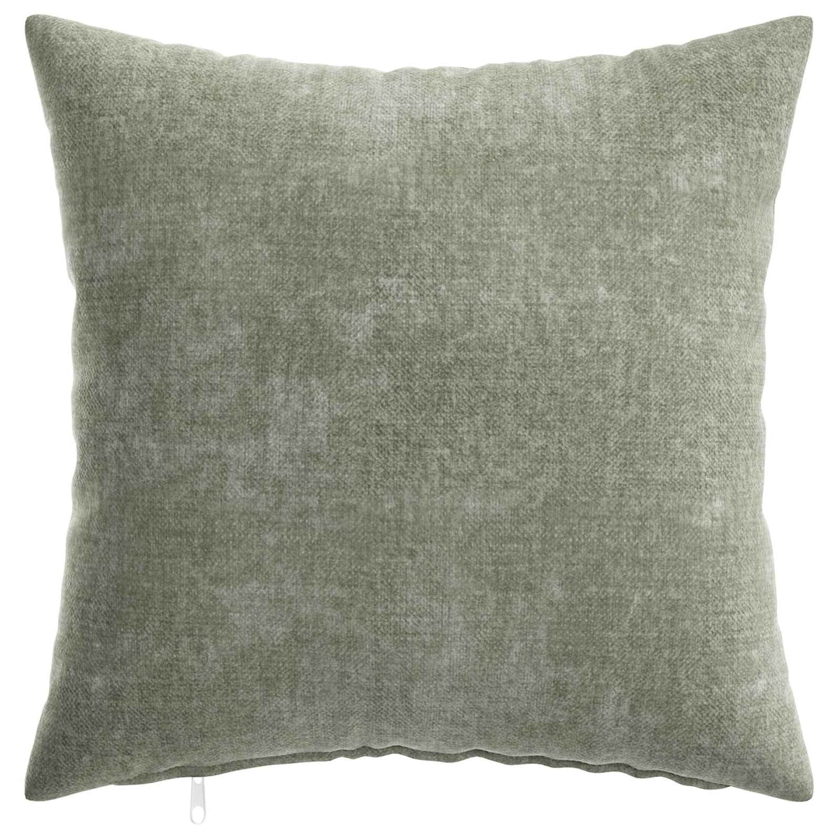 A single green chenille cushion cover with a visible zip